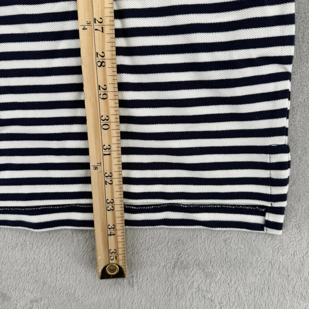 Polo Ralph Lauren Polo Shirt  Mens Size LT Classic Fit White Navy Striped Mesh